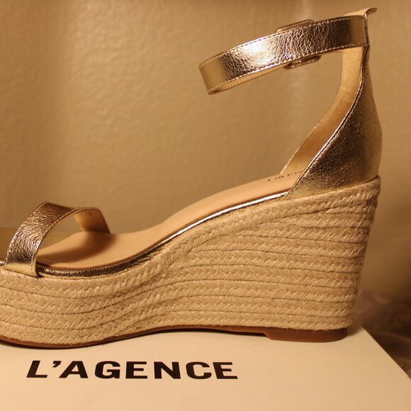 L'AGENCE Leather Avice Espadrille Wedges - Picture 6 of 9